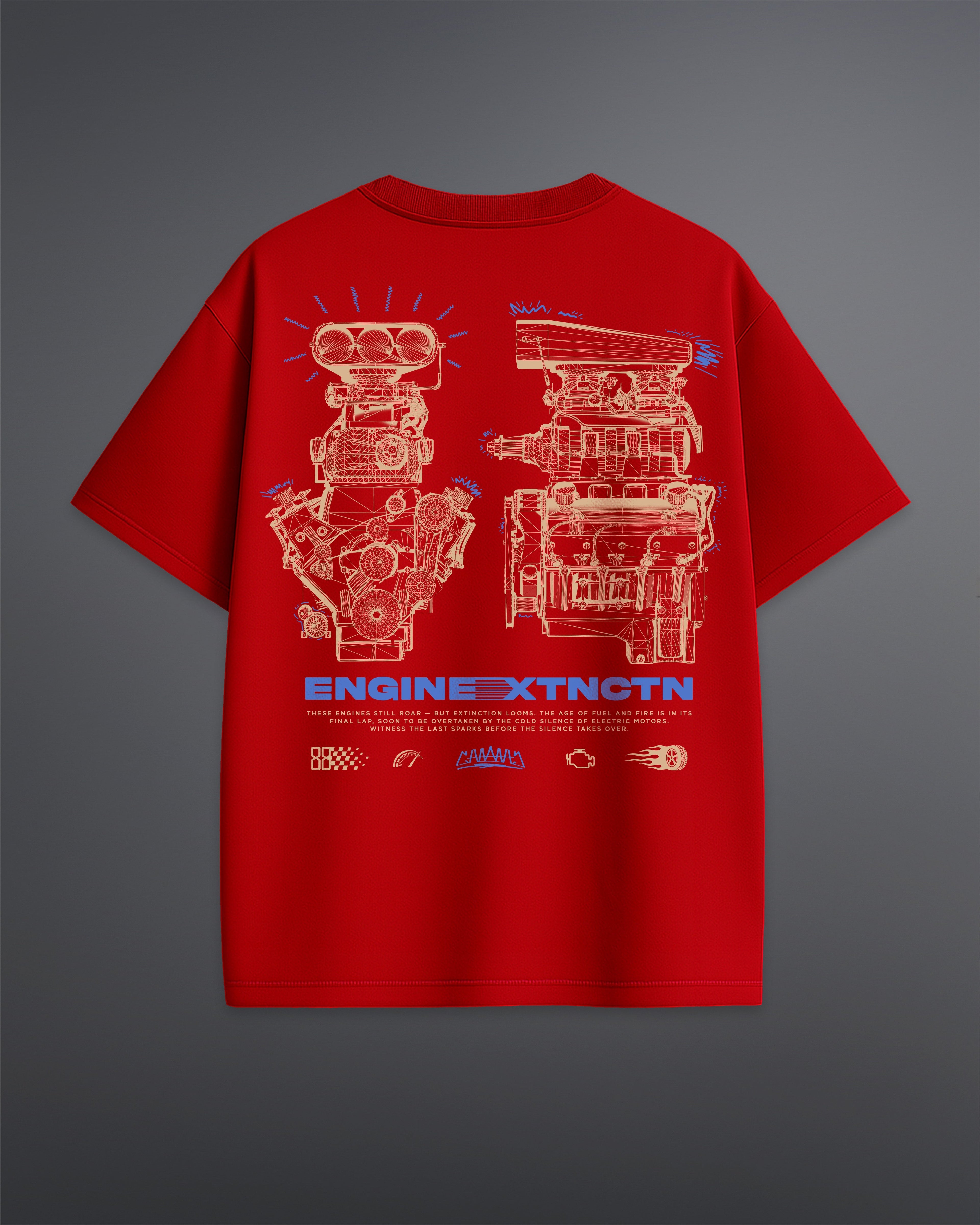ENGINE EXTINCTION OVERSIZED TEE [RED]